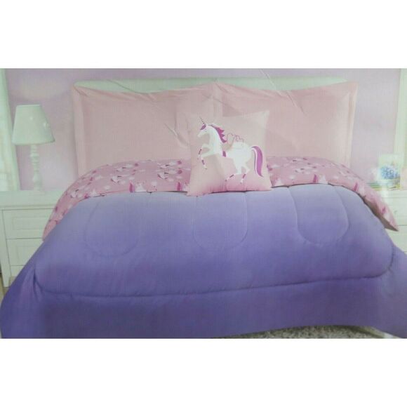 Lilly Love Purple to Pink Ombre Reversible Unicorn TWIN Comforter Set $140 - Picture 1 of 11